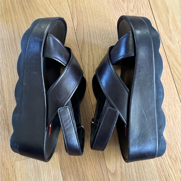 Prada Black Leather Sandals Size 37.5 - Picture 4 of 10